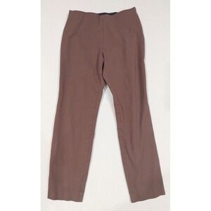 A New Day Slim Straight Pants Womens 4 Brown High Rise Side Zip Stretch